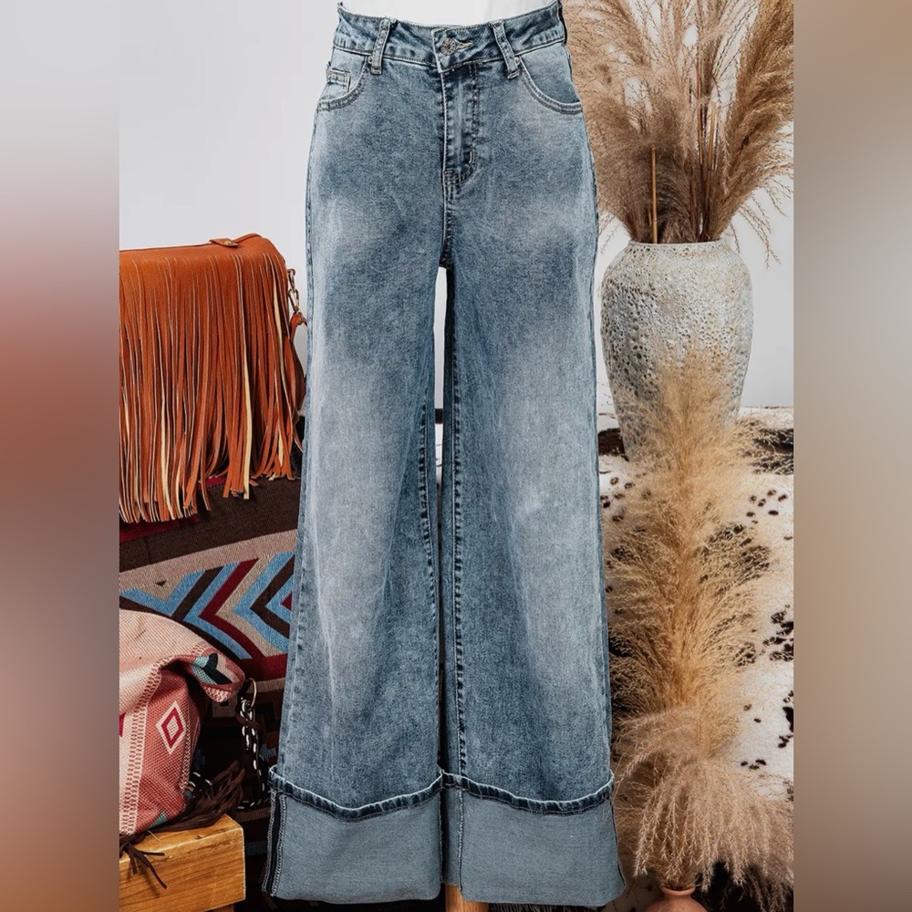 Women's Blue Wide-Leg Jeans
